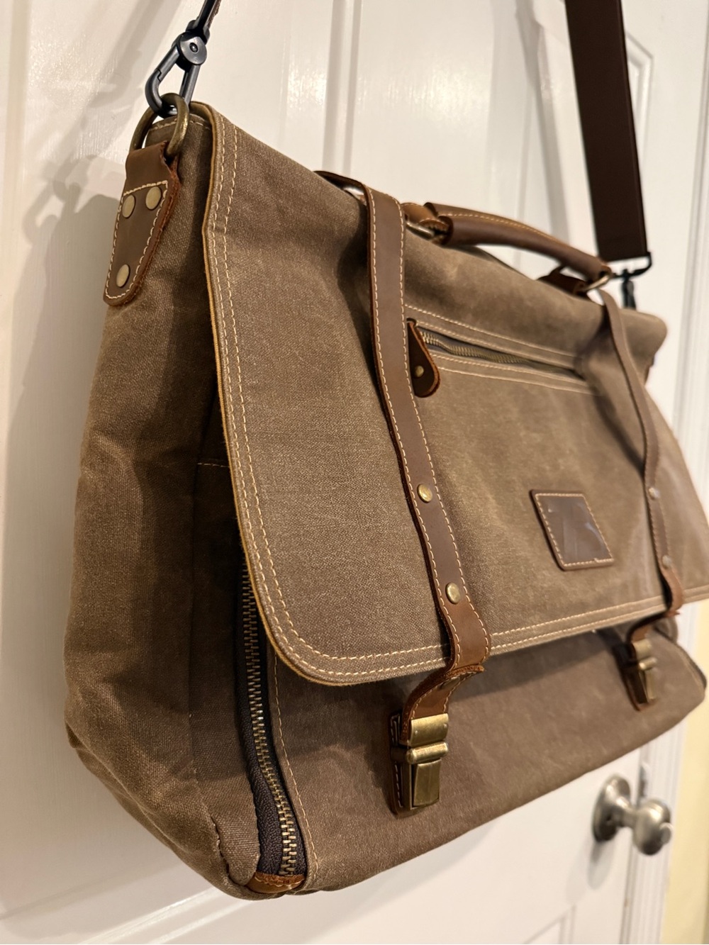Vintage ZB Messenger Bag waterproof canvas and leather - Picture 6 of 12